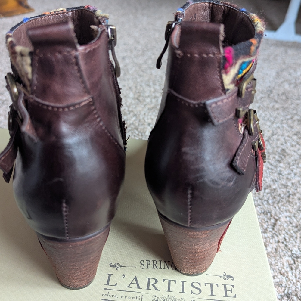 Spring Step Red Multicolor Ankle Boots - Picture 4 of 10